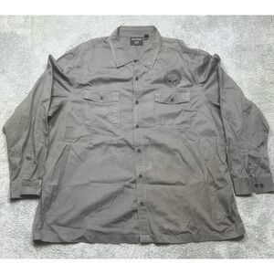 Harley Davidson Shirt Mens 3XL Gray Willie G Skull Long Sleeve Work‎ Button Up